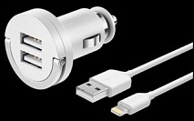 АЗУ 2 USB 2.1А, дата-кабель 8 - pin для Apple белый, Ultra MFI, Deppa 11254