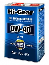 Hi-Gear 0W-40 SN/CF 4л синт масло моторное HG0044