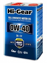 Hi-Gear  0W-40 SN/CF 4л синт масло моторное HG0044