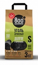 Уголь кусковой древесный 800 Degrees Долгое Горение, мешок 3 кг