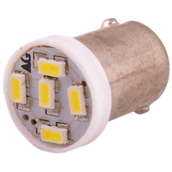 Автолампа диод T8.5 (T4W) 12V 5 SMD диодов BA9S 1-конт Белая SKYWAY Габариты