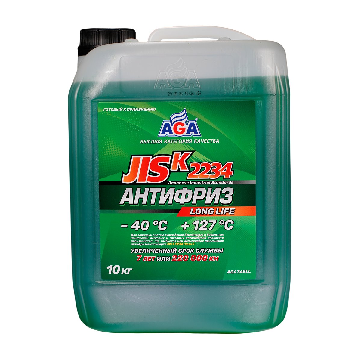 AGA345LL Антифриз зеленый, -40С, 10кг JIS K 2234