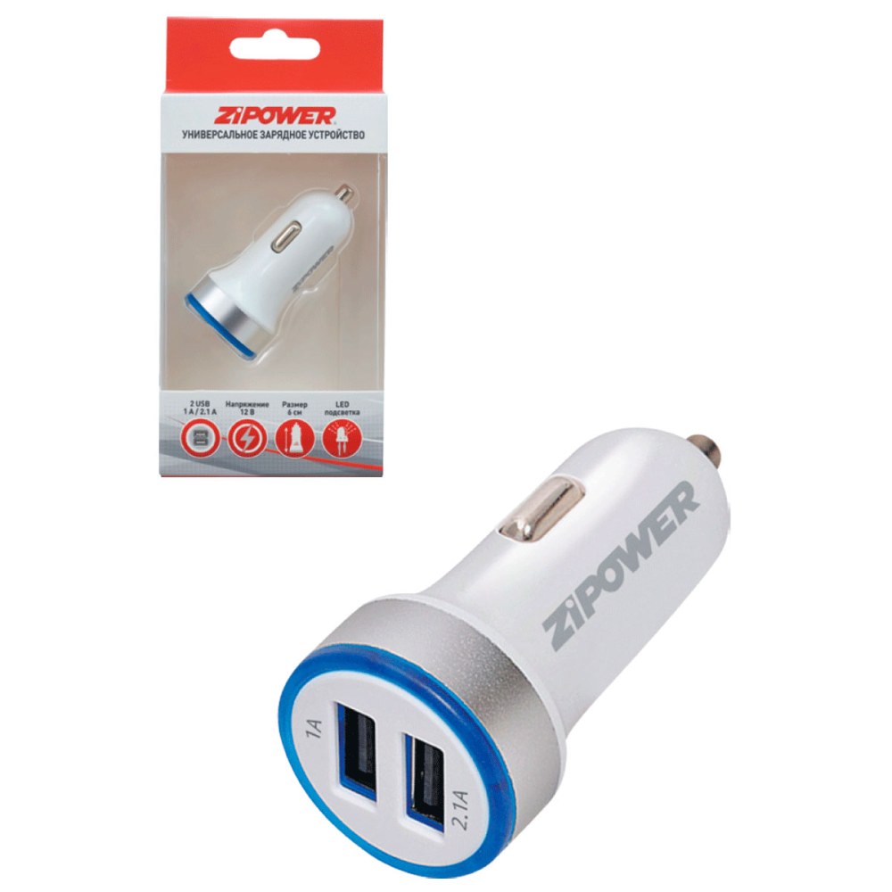 PM6661 Зарядное устройство в прикуриватель 2 USB 1А 2,1А