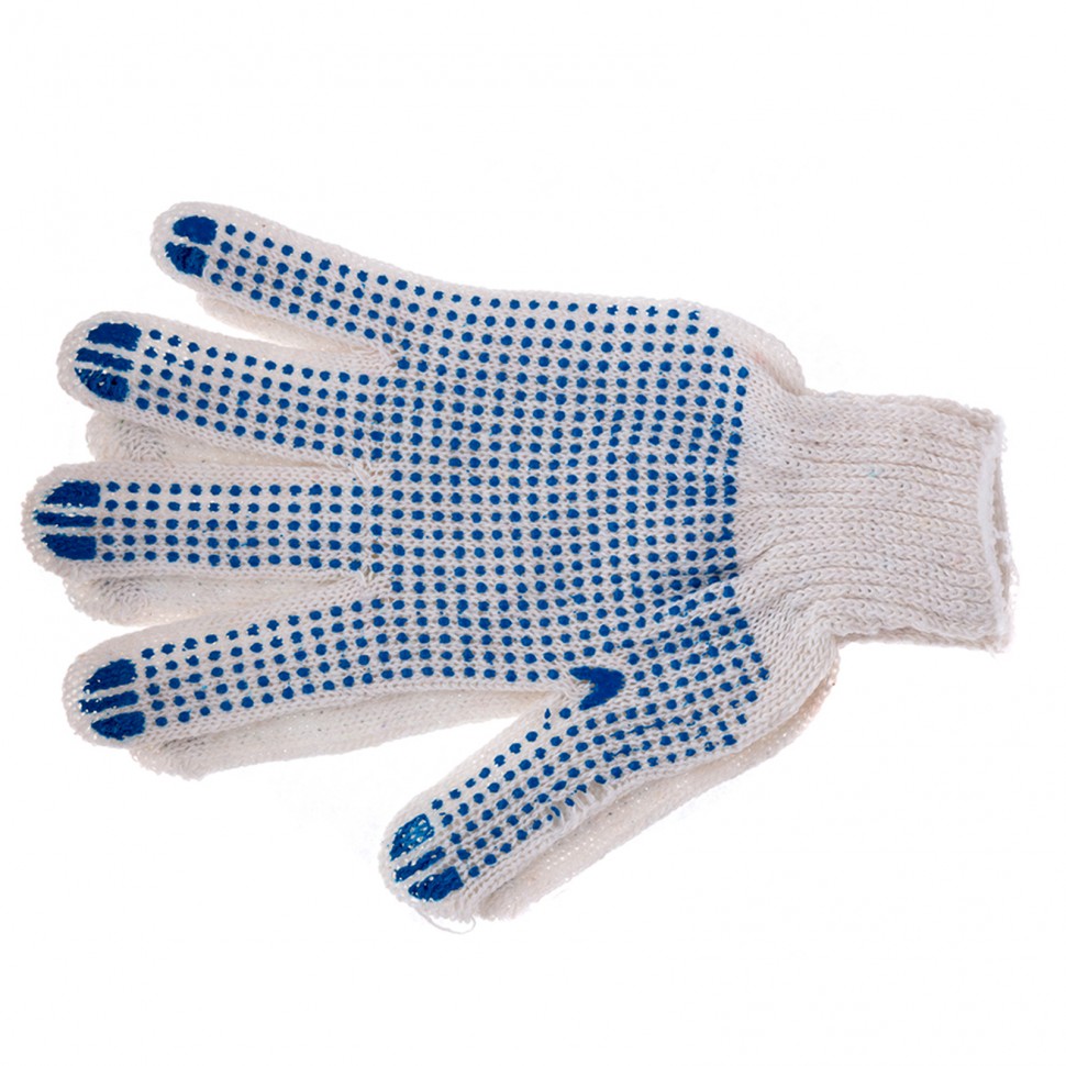  Перчатки рабочие х/б с ПВХ (точка) одна пара 5 нитей с этикеткой БИБИП