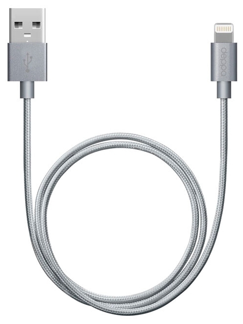 Дата-кабель Metal USB - 8-pin для Aple, алюминий MFI, 1.2 м, стальной, Deppa 72272
