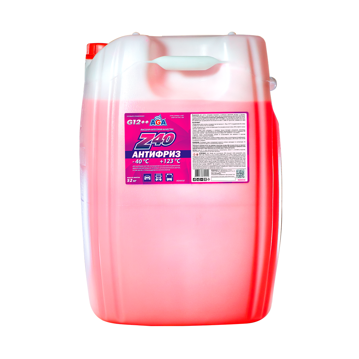 AGA053Z Антифриз  красный, -40С 52 кг;ANTIFREEZE AGA-Z40, PREMIX