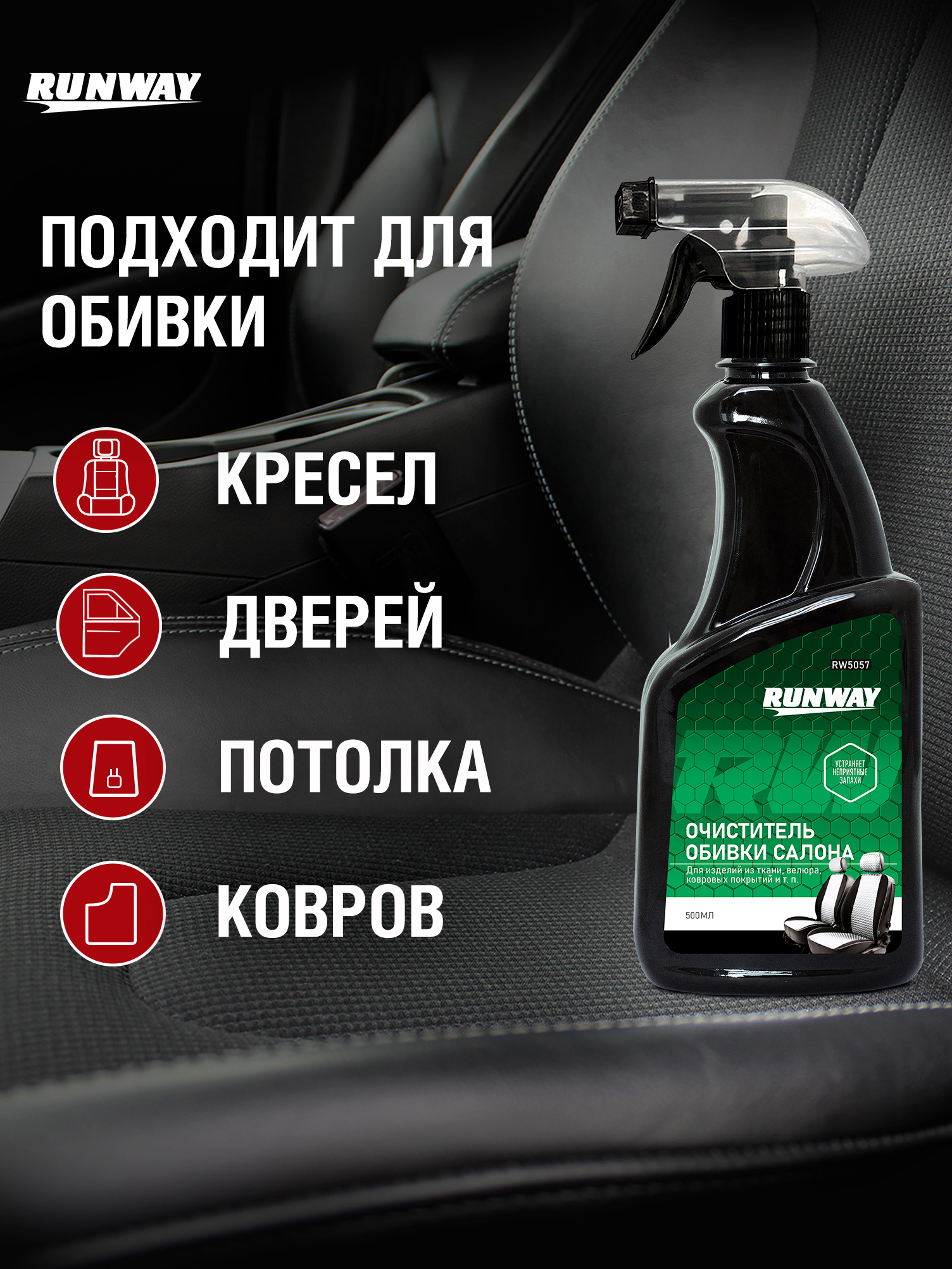 RW5057 Очиститель обивки салона  0,5л