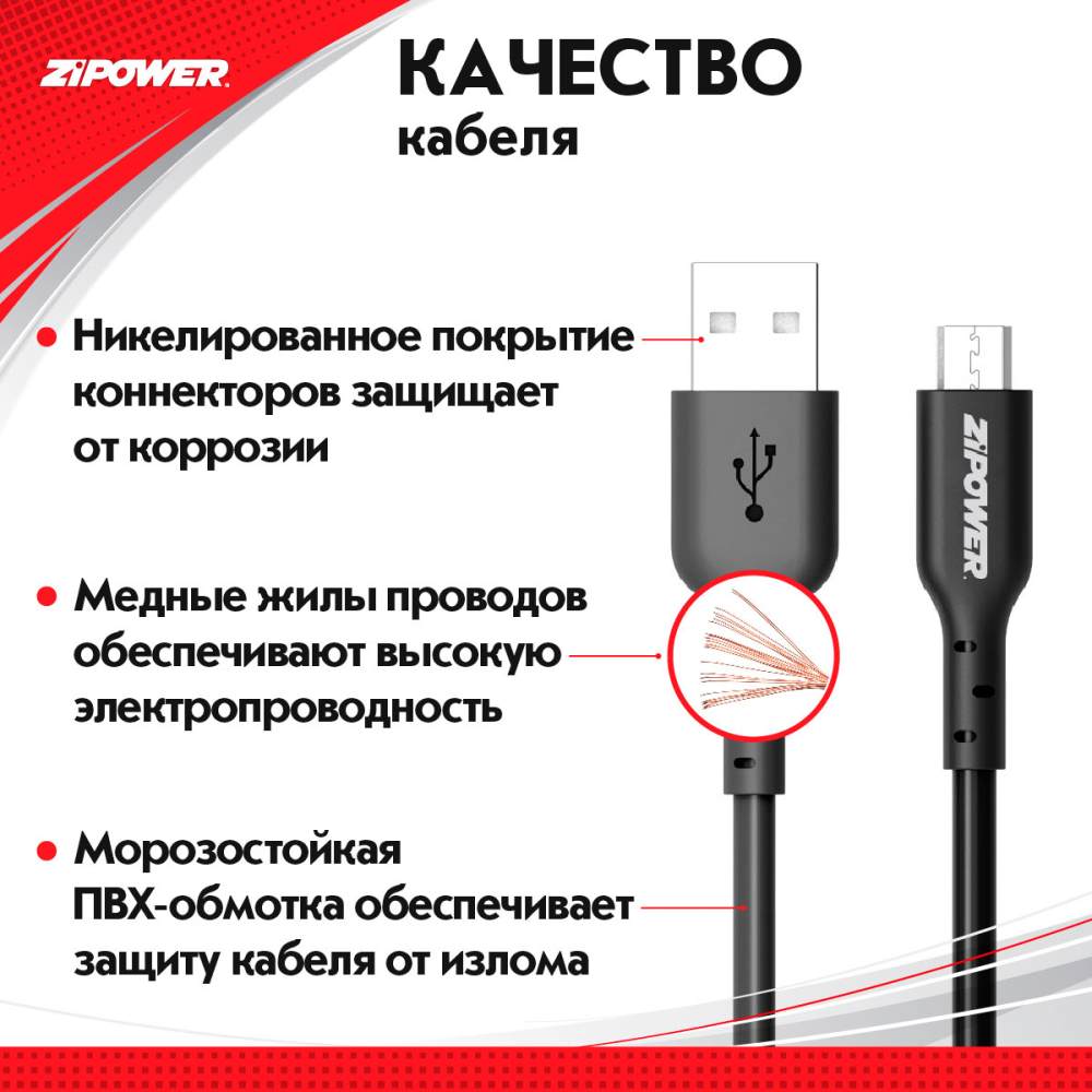 PM6665 Кабель Micro USB 1м