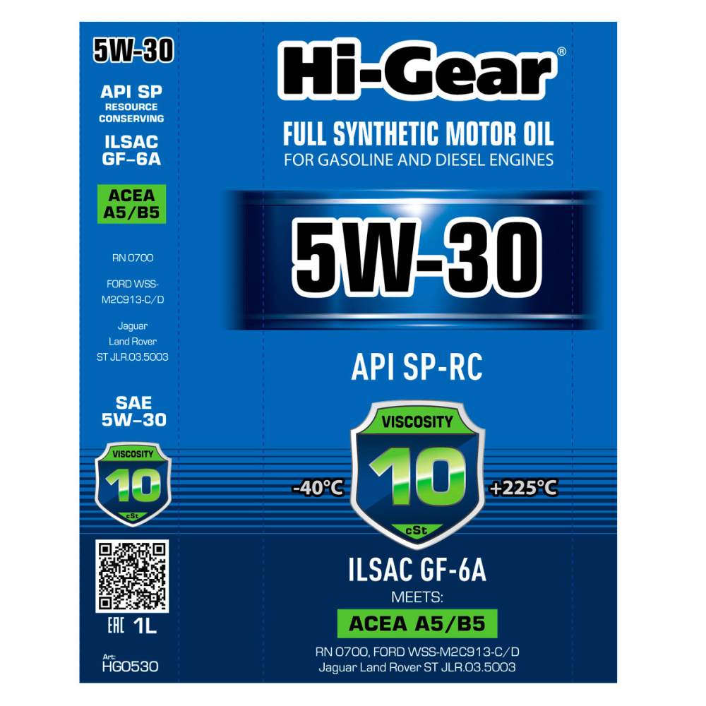 Hi-Gear 5W-30 ACEA A5/B5 API SP-RC ILSAC GF-6A 1л синт масло моторное HG0530