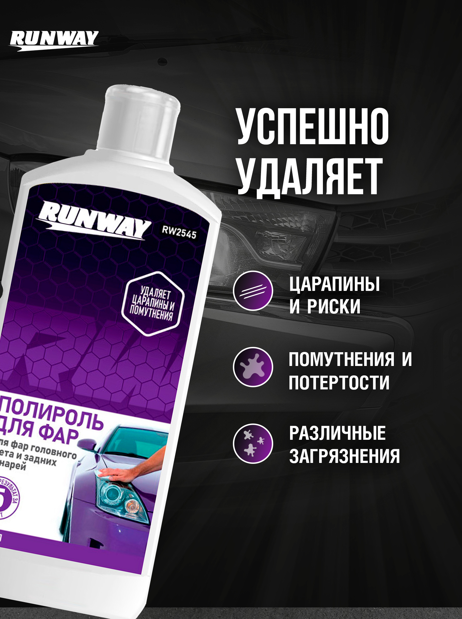 RW2545 Полироль фар 250мл.