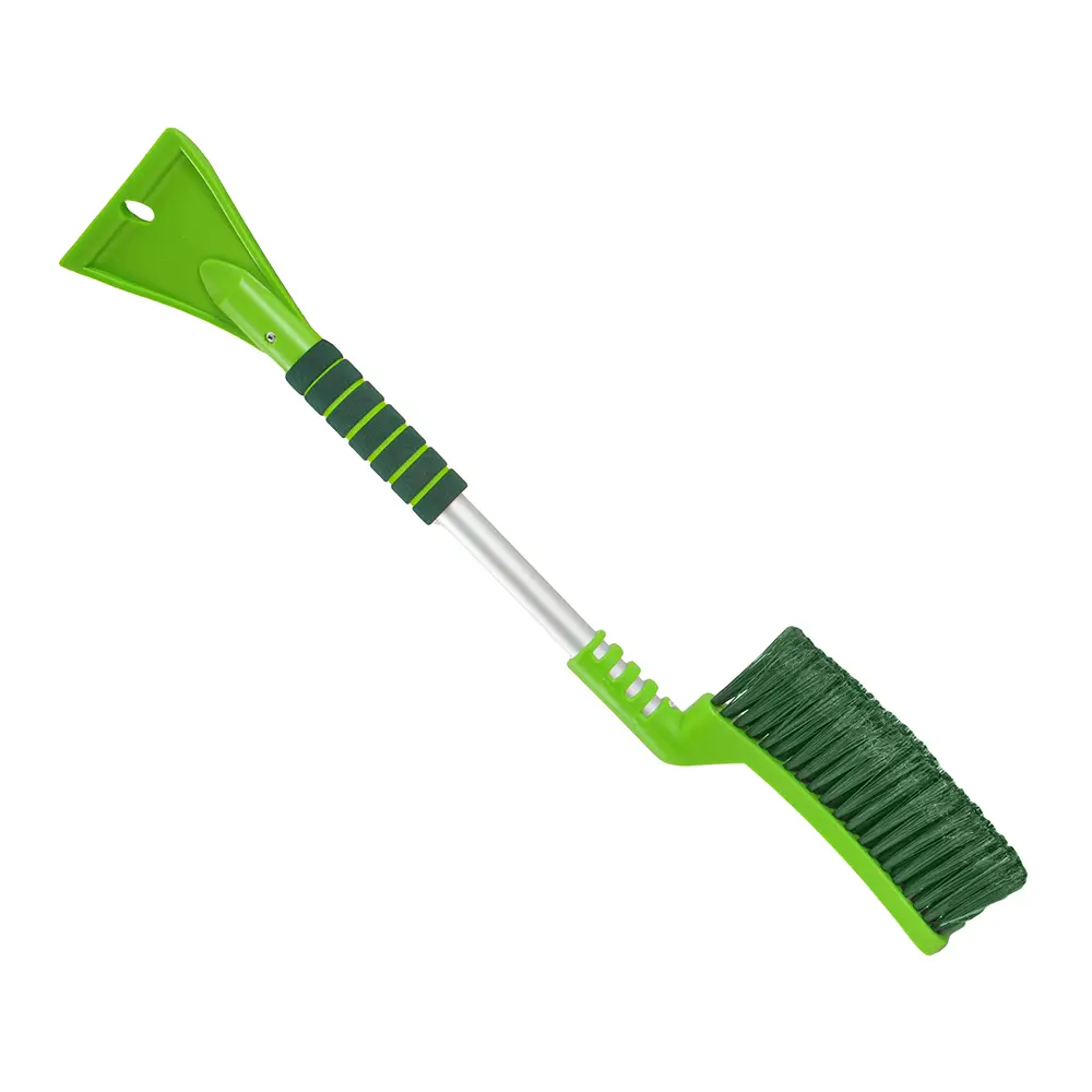 Щетка для снега cо скребком "Li-Sa" 63см поролоновая ручка, изогнутая, салатово-зеленая (LS280), 46435