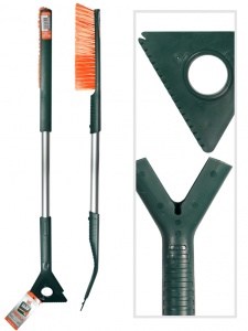 Щетка для снега со скребком "Li-Sa" 76 см съемный скребк оранжево-зеленая (LS281) 47013