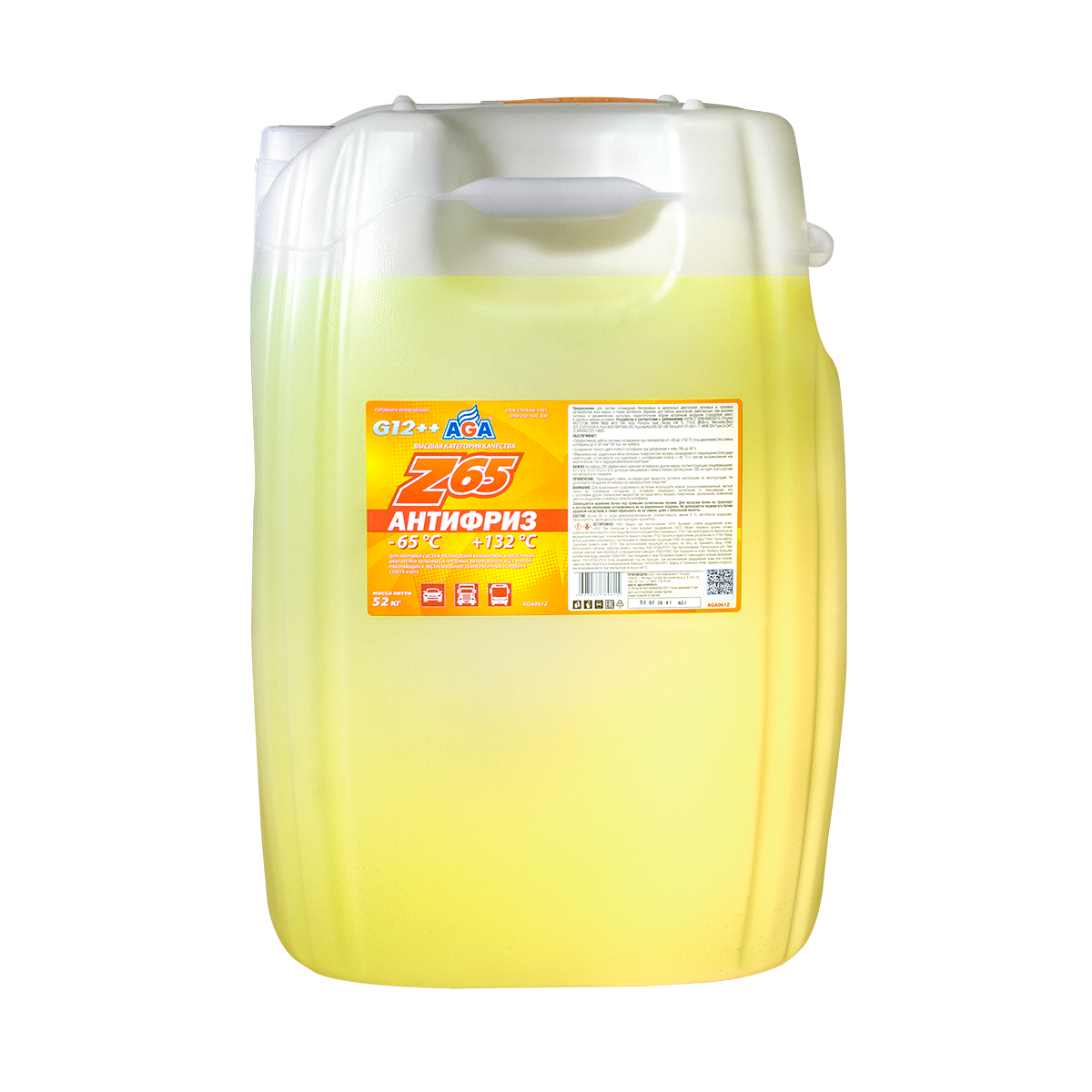 AGA061Z Антифриз  желтый -65С 52 кг;ANTIFREEZE AGA-Z65, PREMIX