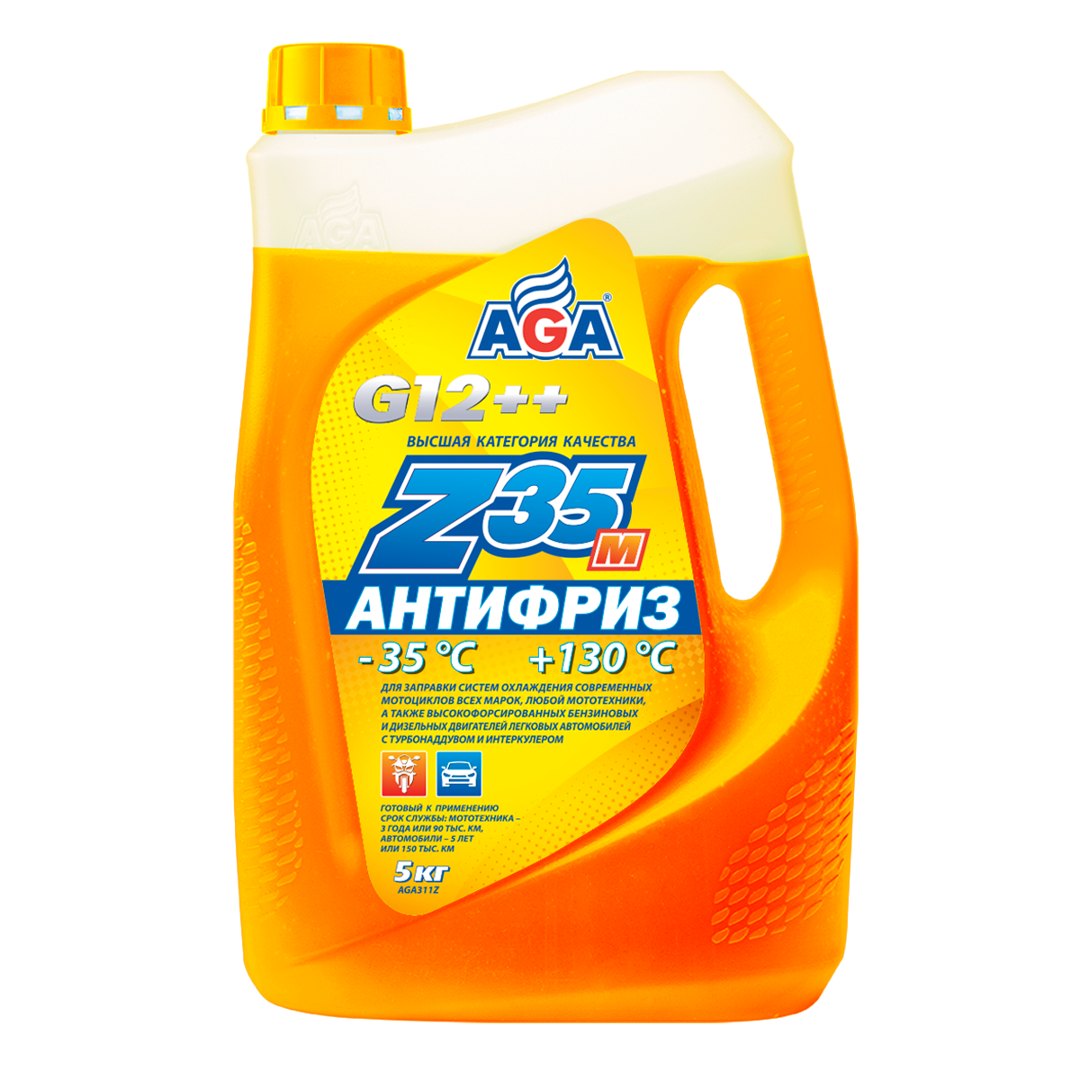 AGA311Z Антифриз оранжевый -35С, G12++, 5 кг А