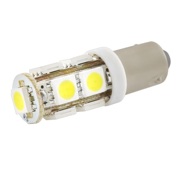 Автолампа диод T8.5 (T4W) 12V 9 SMD диодов BA9s 1-конт Белая SKYWAY Габариты min2