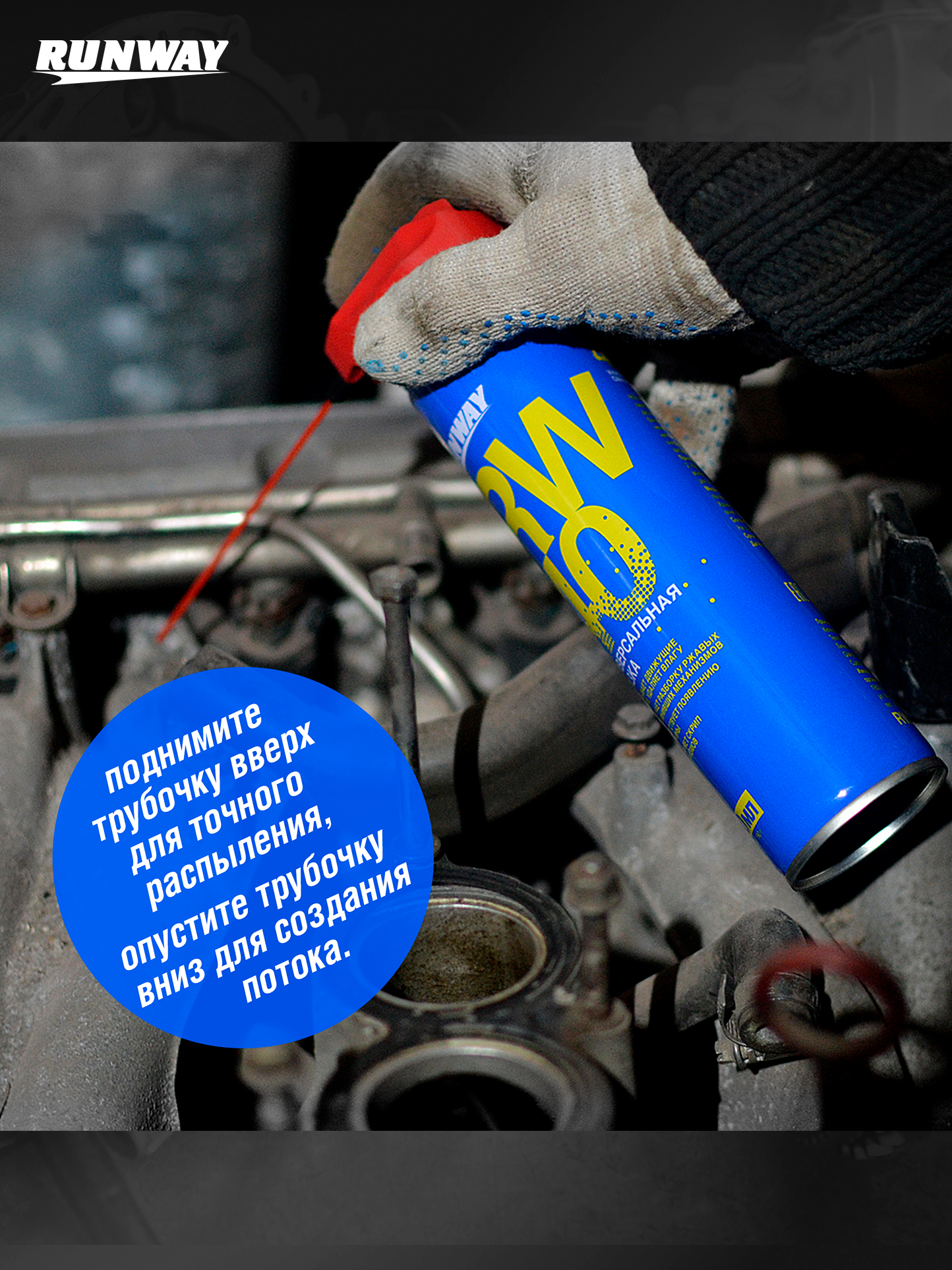 RW6045 Смазка универсальная проникающая RW-40 450мл крышка-распылитель