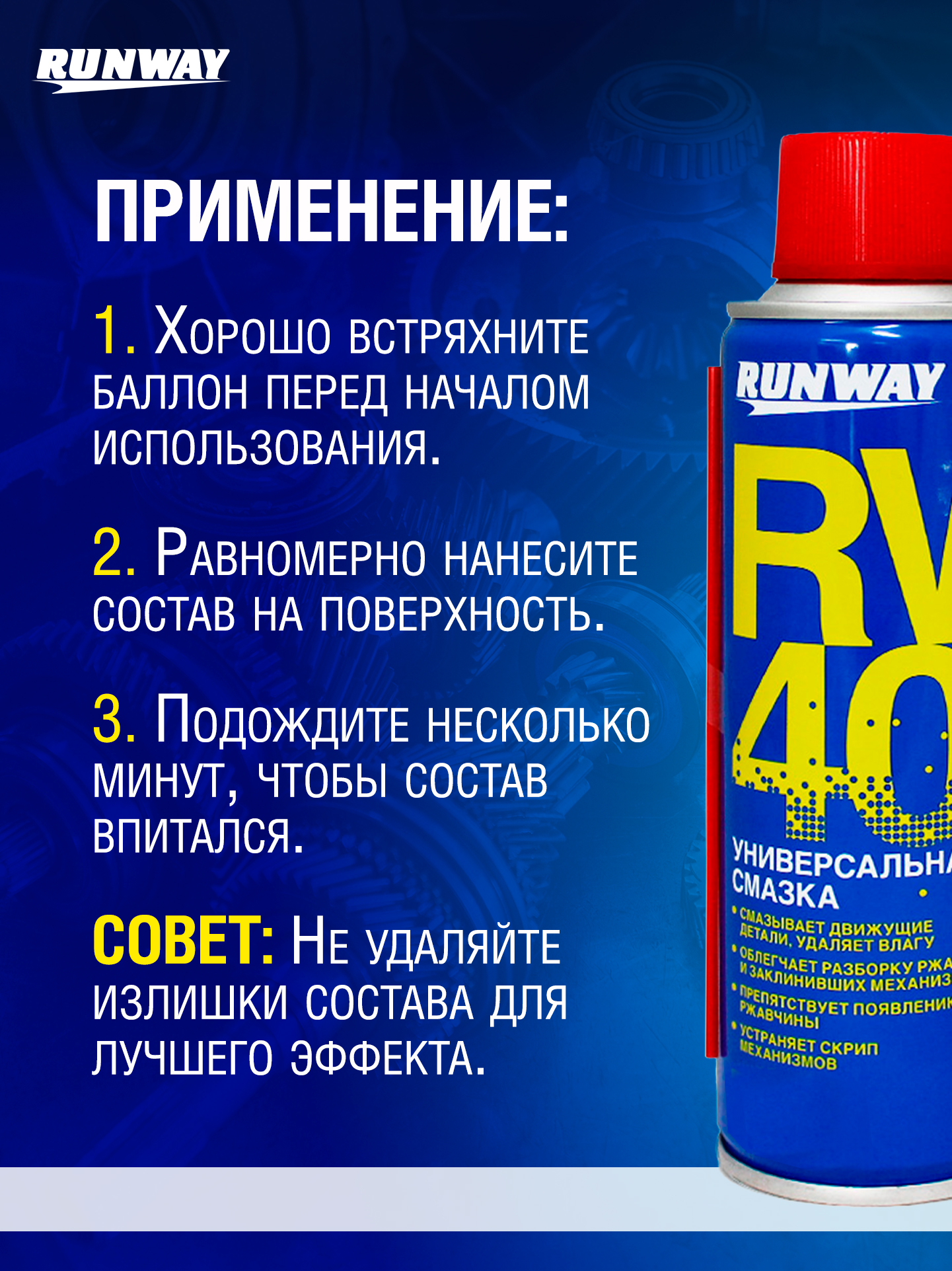 RW6096 Смазка универсальная проникающая RW-40 200 мл