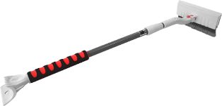 Щетка для снега поворотная со скребком и водосгоном, мягкая ручка, 92-133см