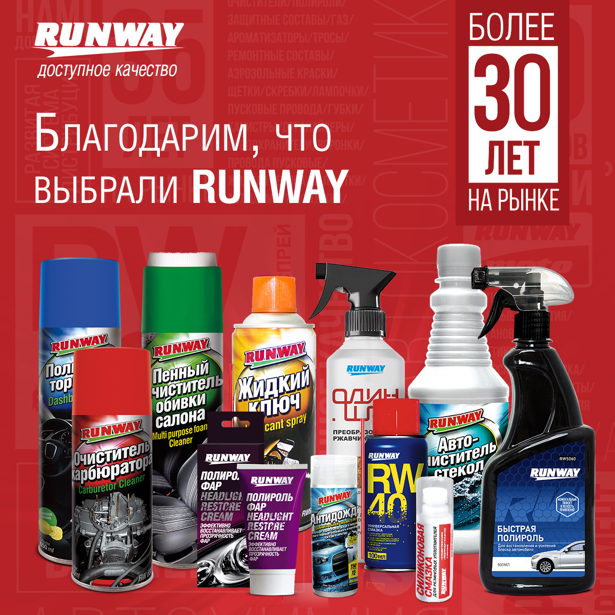 RW3033 Очиститель клапанов и поршн. кол. 300 мл