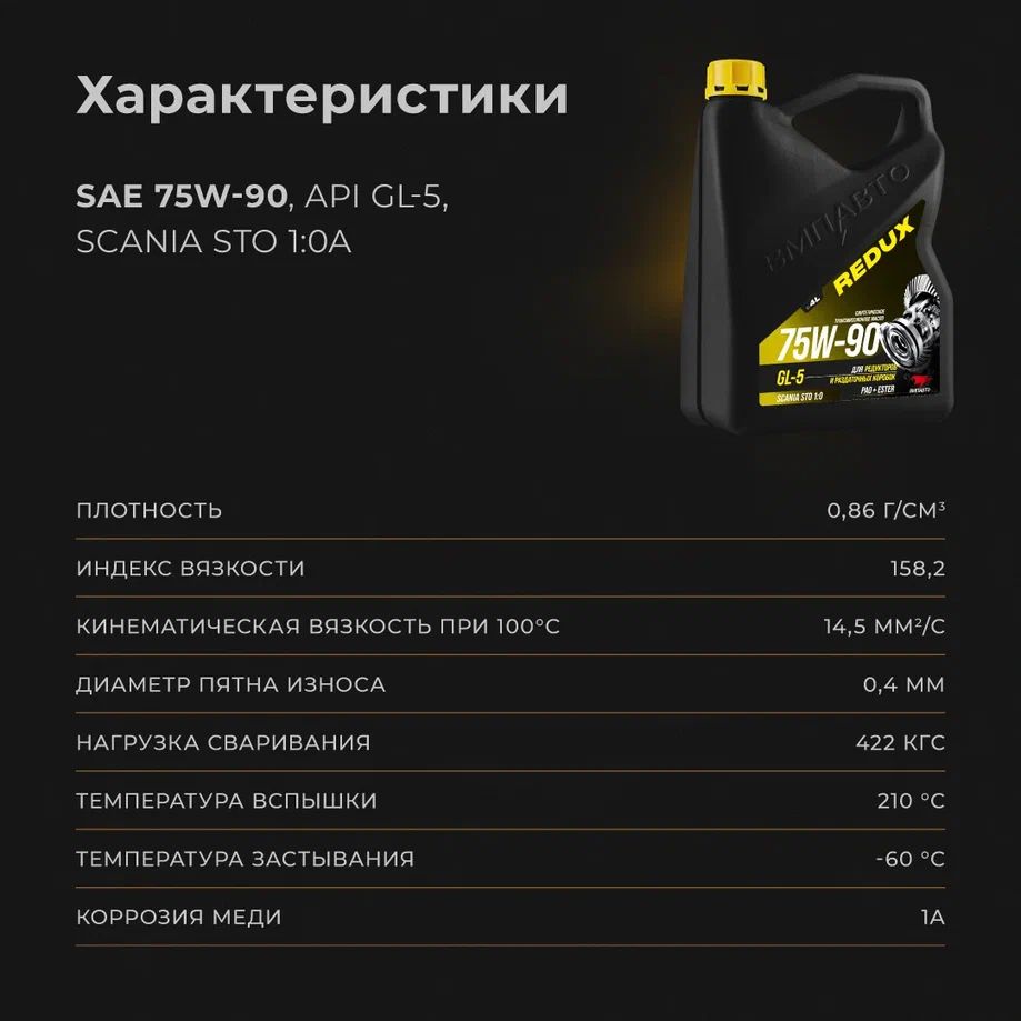 ВМПАВТО 75W-90 GL-5 SCANIA STO 1:0 1л синт масло трансм 9711